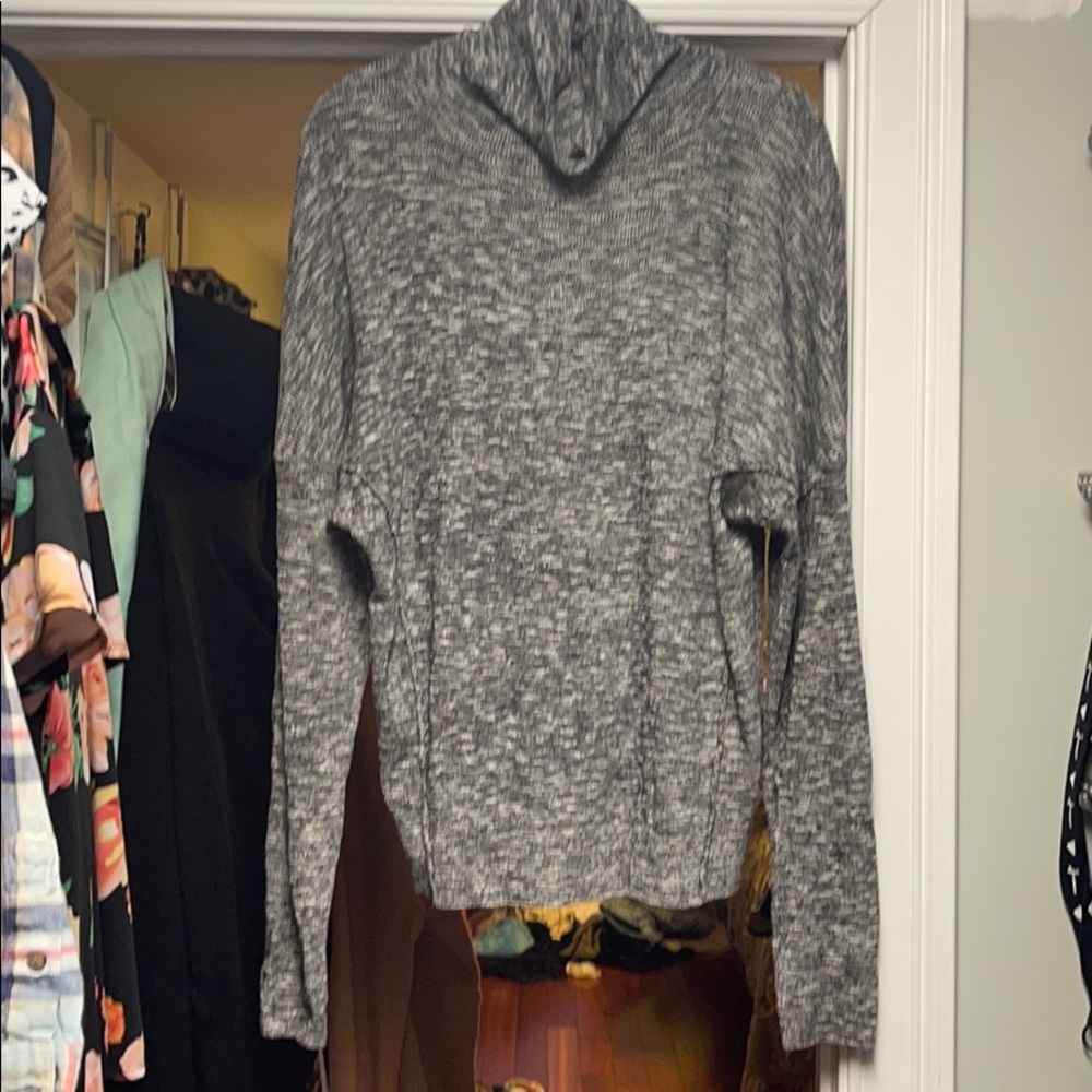 Anthro Moth BLACK WHITE SPACE DYE T-NECK SWEATER